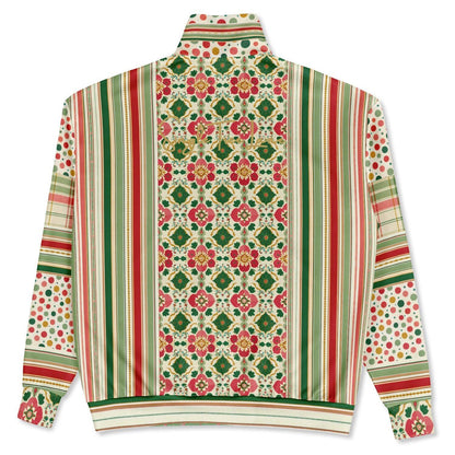 Orange Sari Bloom in Striped Splendor Heavyweight Oversized Quarter Zip Sweatshirt