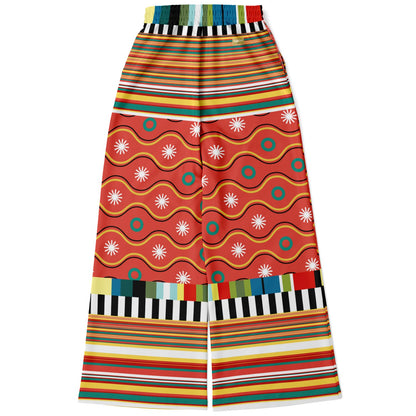 Orange Sunset Jailhouse Stripe Eco-Poly Wide Leg Pants