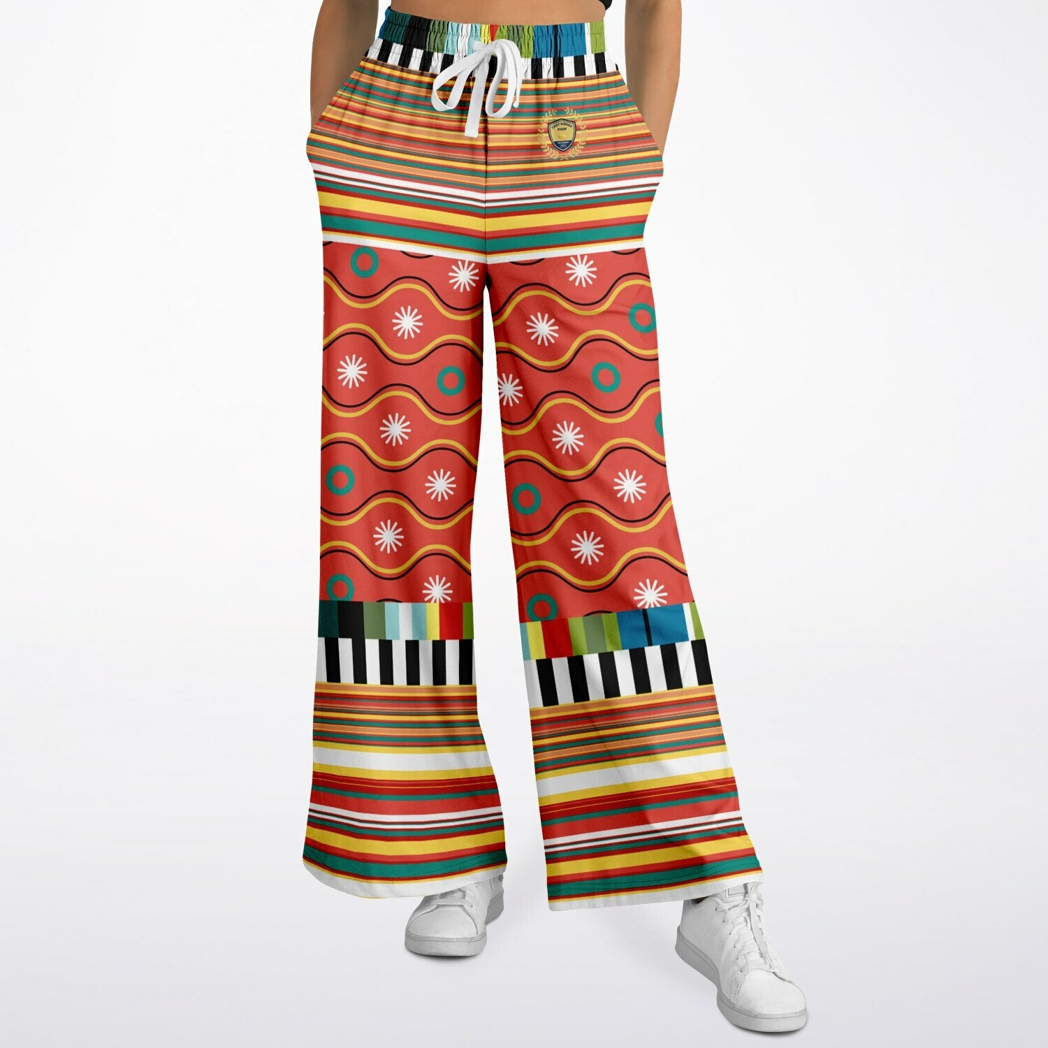 Orange Sunset Jailhouse Stripe Eco-Poly Wide Leg Pants