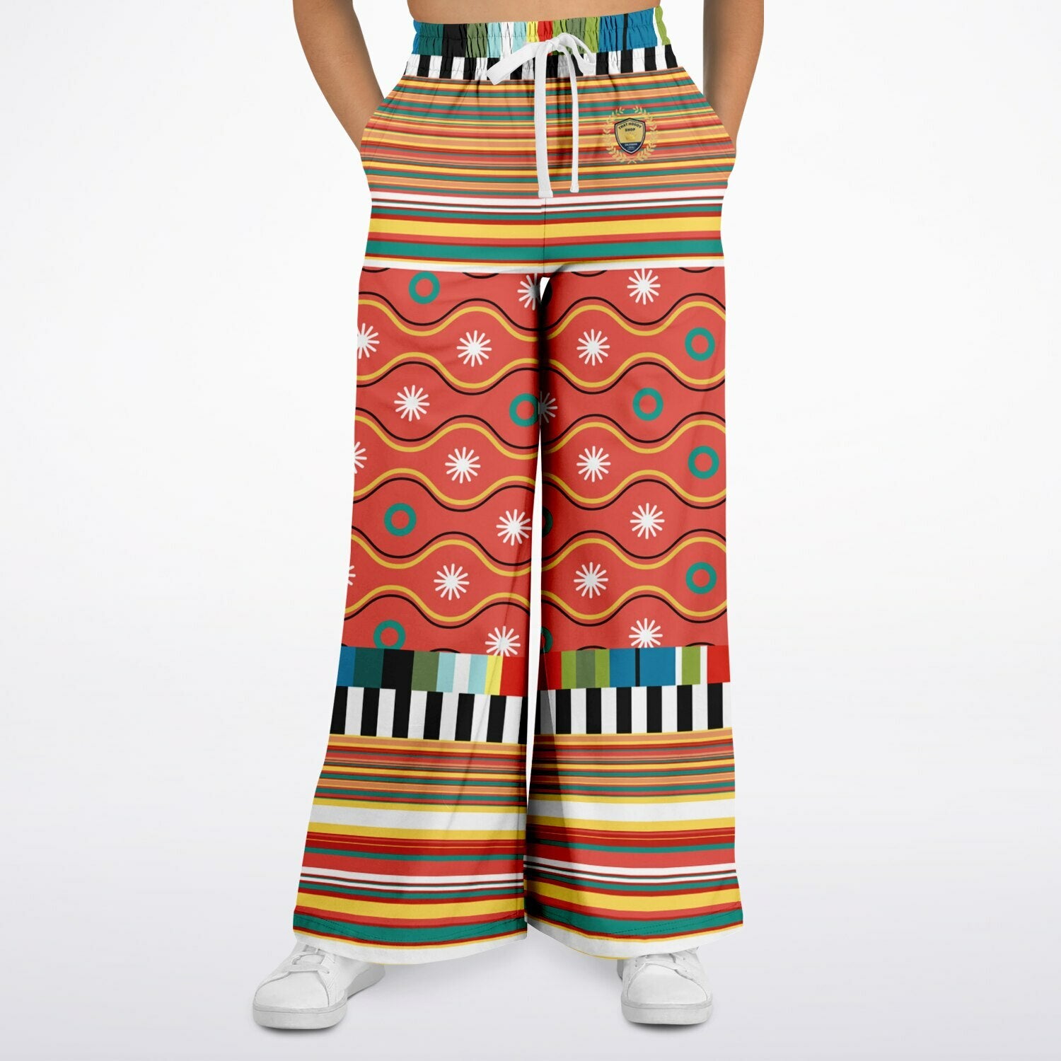 Orange Sunset Jailhouse Stripe Eco-Poly Wide Leg Pants