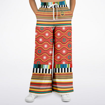 Orange Sunset Jailhouse Stripe Eco-Poly Wide Leg Pants