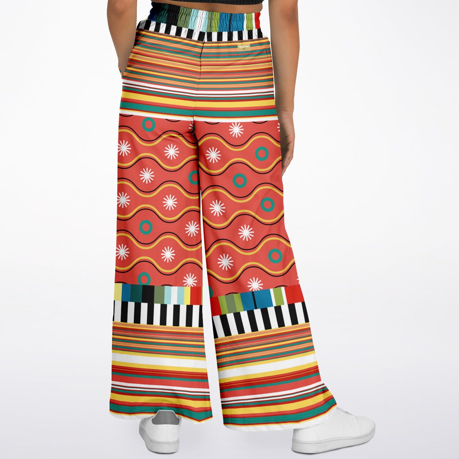 Orange Sunset Jailhouse Stripe Eco-Poly Wide Leg Pants