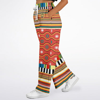 Orange Sunset Jailhouse Stripe Eco-Poly Wide Leg Pants