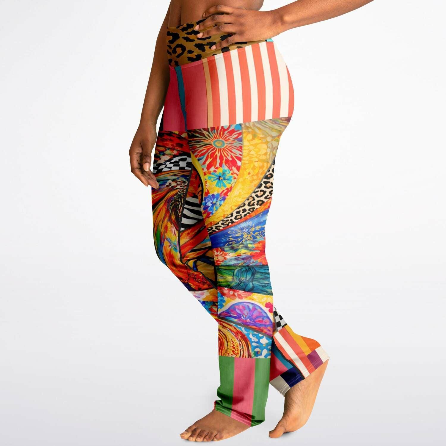 Orange Swirl Sunset Stripe Flare Leggings