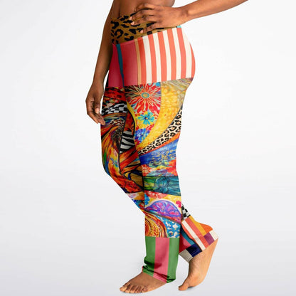 Orange Swirl Sunset Stripe Flare Leggings