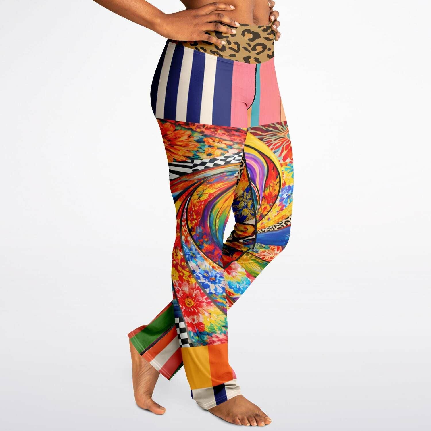 Orange Swirl Sunset Stripe Flare Leggings