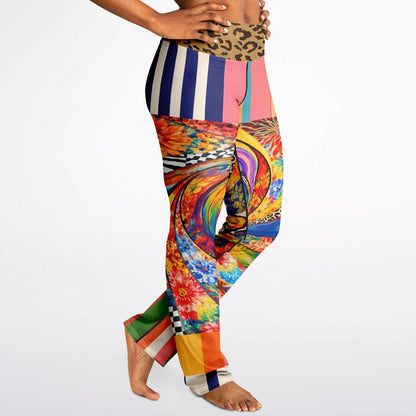 Orange Swirl Sunset Stripe Flare Leggings