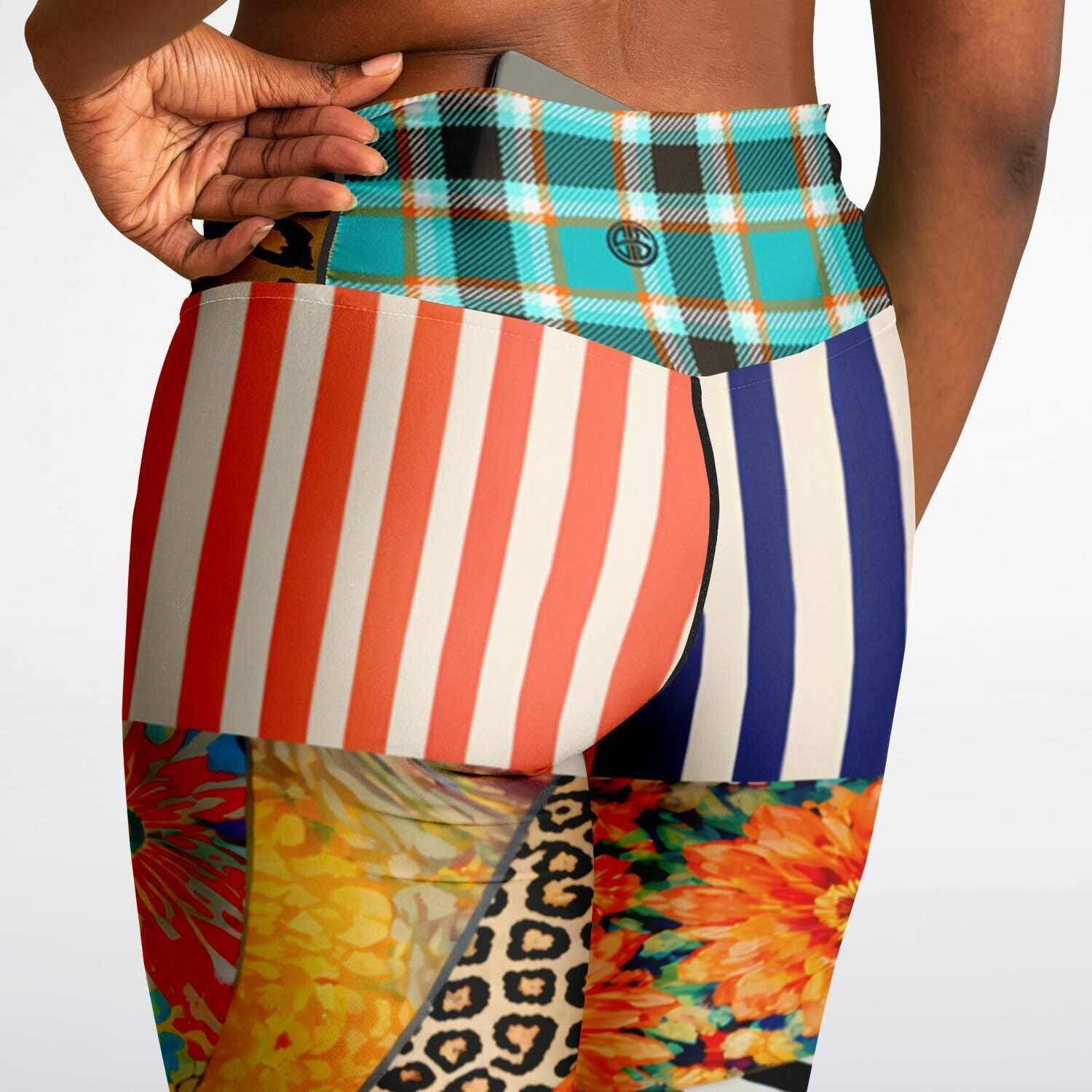Orange Swirl Sunset Stripe Flare Leggings