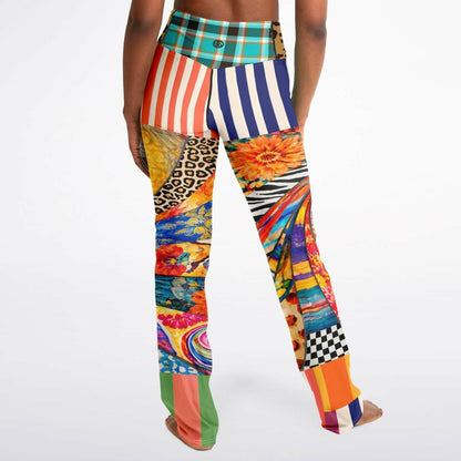 Orange Swirl Sunset Stripe Flare Leggings
