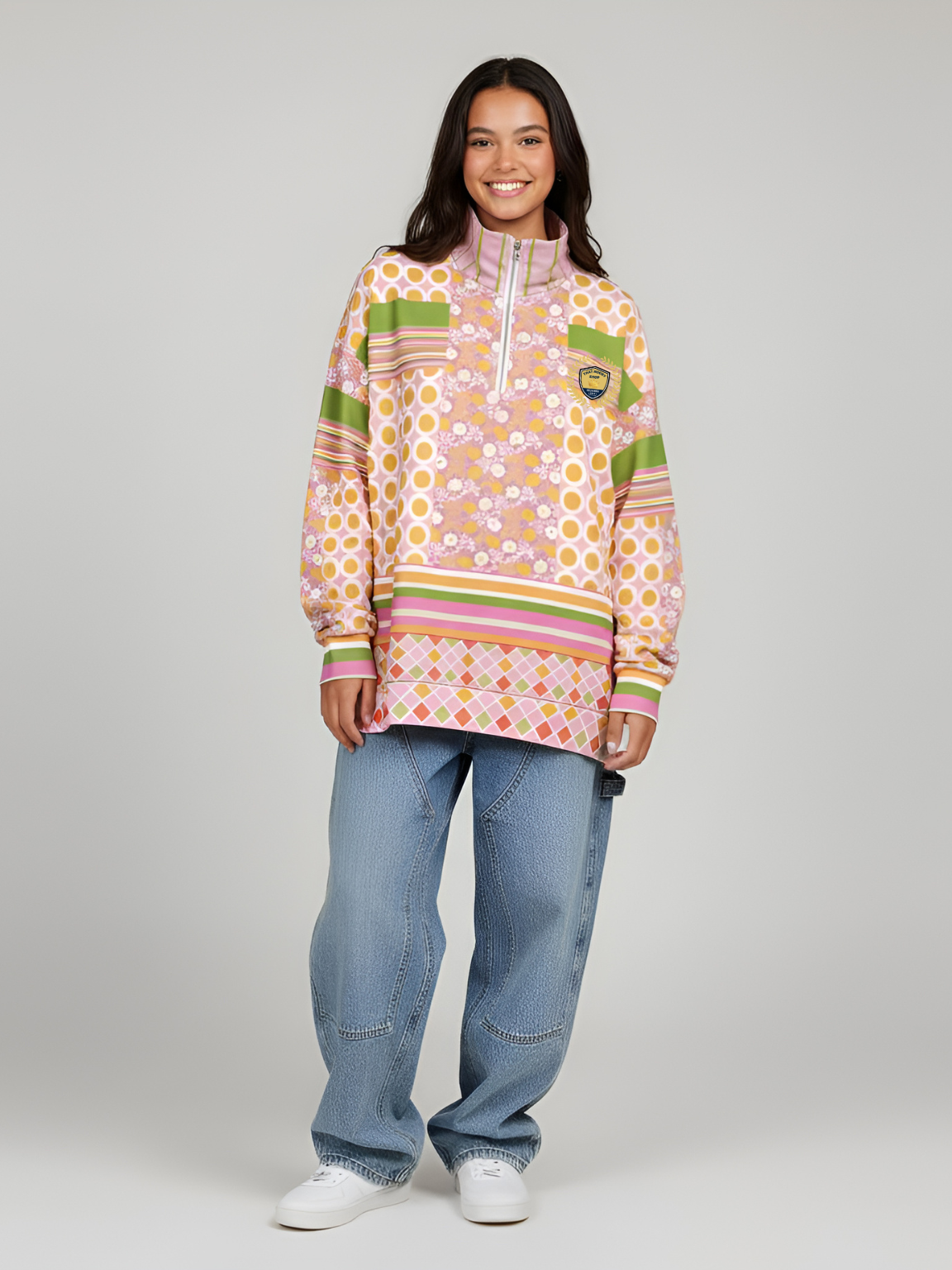 Orange You Glad 70s Retro Heavyweight Oversized Quarter Zip Sweatshirt