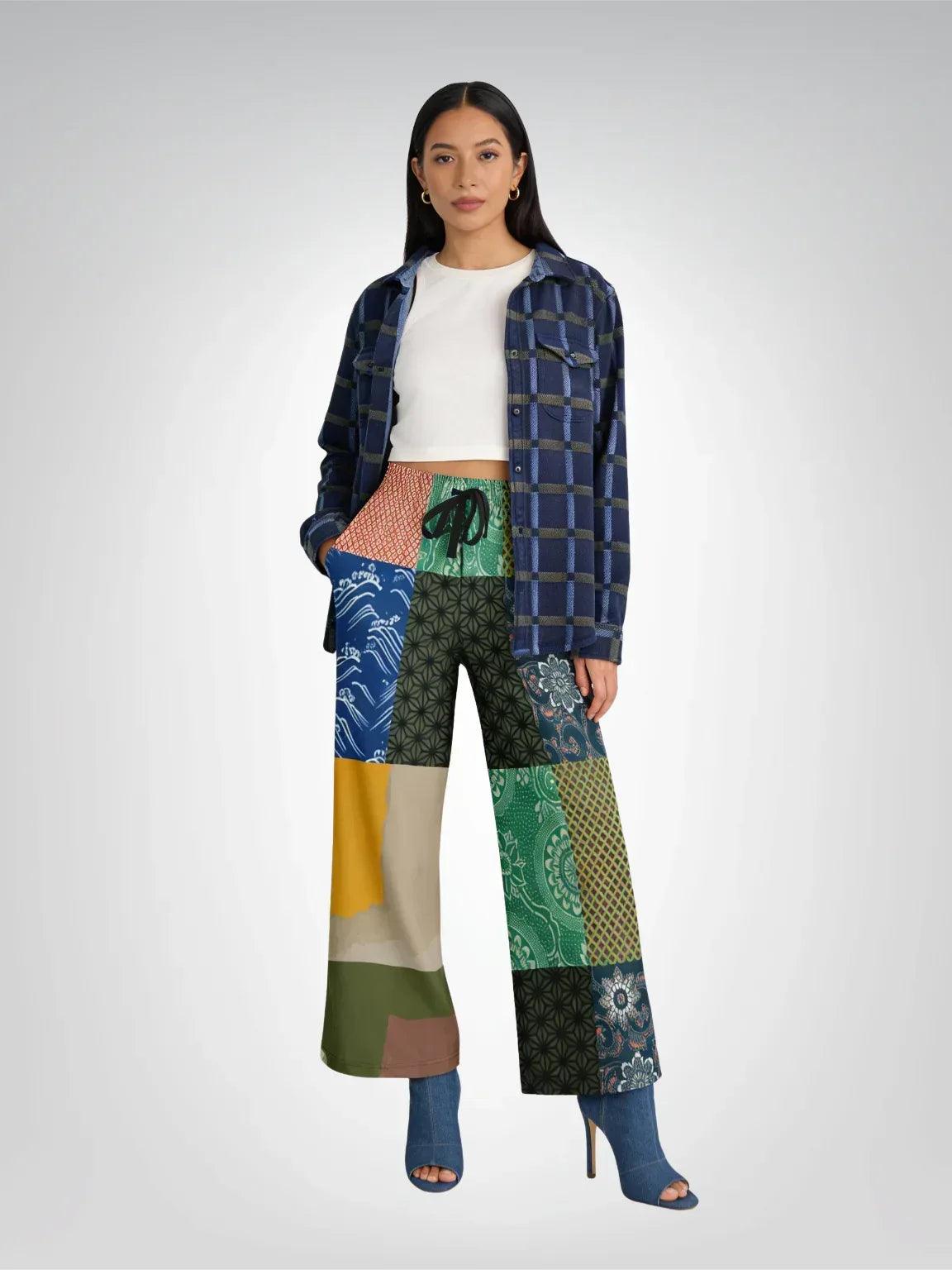 Razzamatazz Vintage Patchwork Eco-Poly Wide Leg Pants