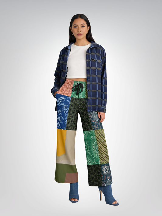 Razzamatazz Vintage Patchwork Eco-Poly Wide Leg Pants