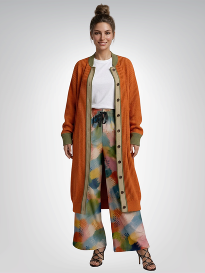 Painted Daybreak Brushstroke Stripe Eco-Poly Wide Leg Pants