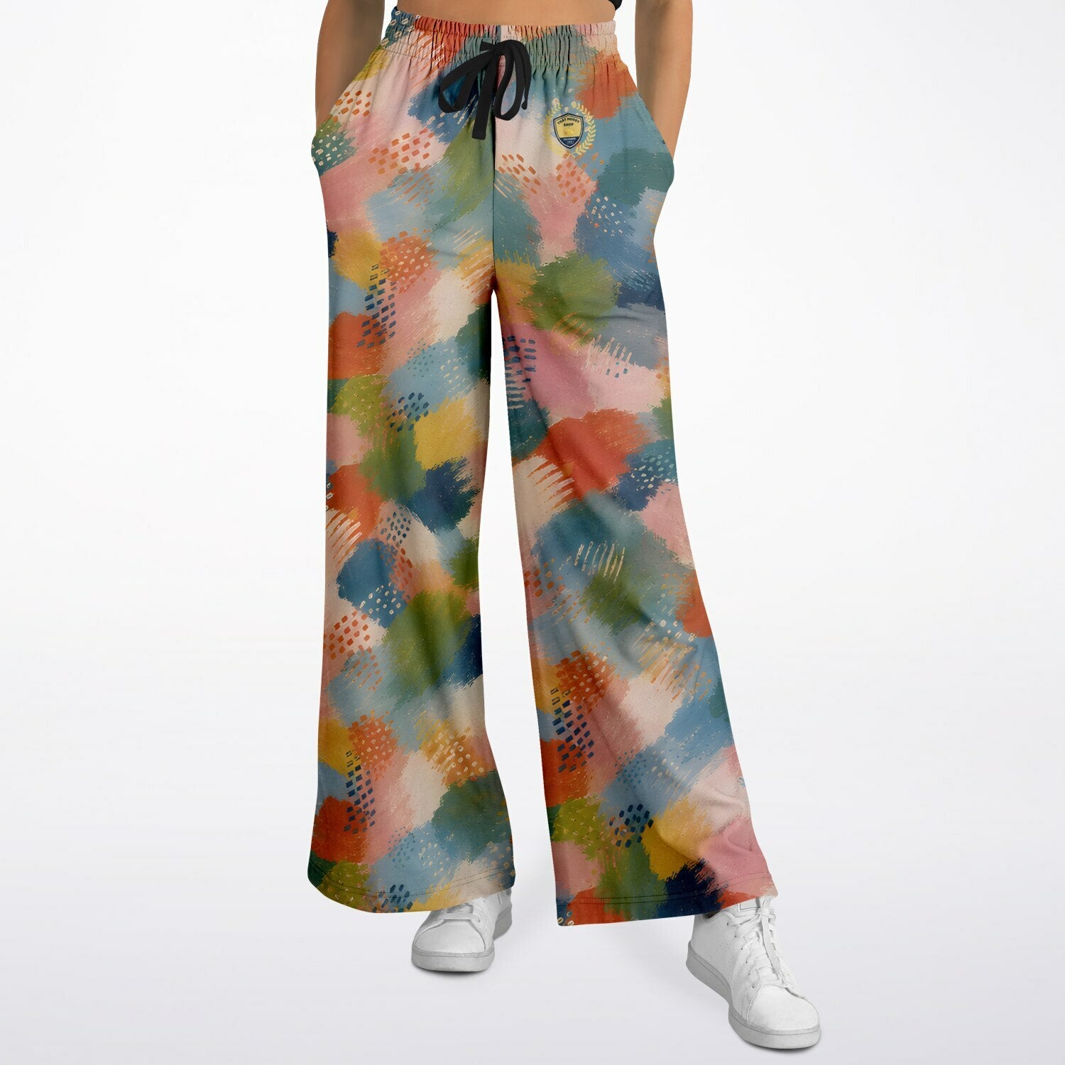 Painted Daybreak Brushstroke Stripe Eco-Poly Wide Leg Pants
