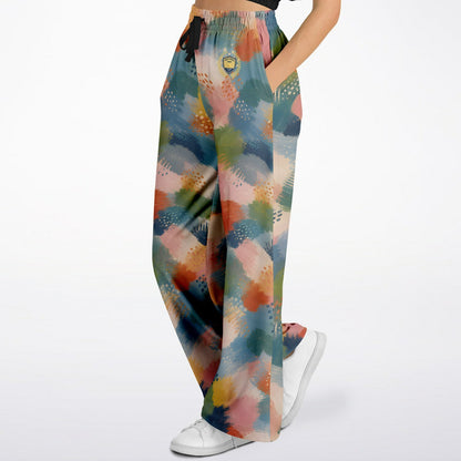 Painted Daybreak Brushstroke Stripe Eco-Poly Wide Leg Pants