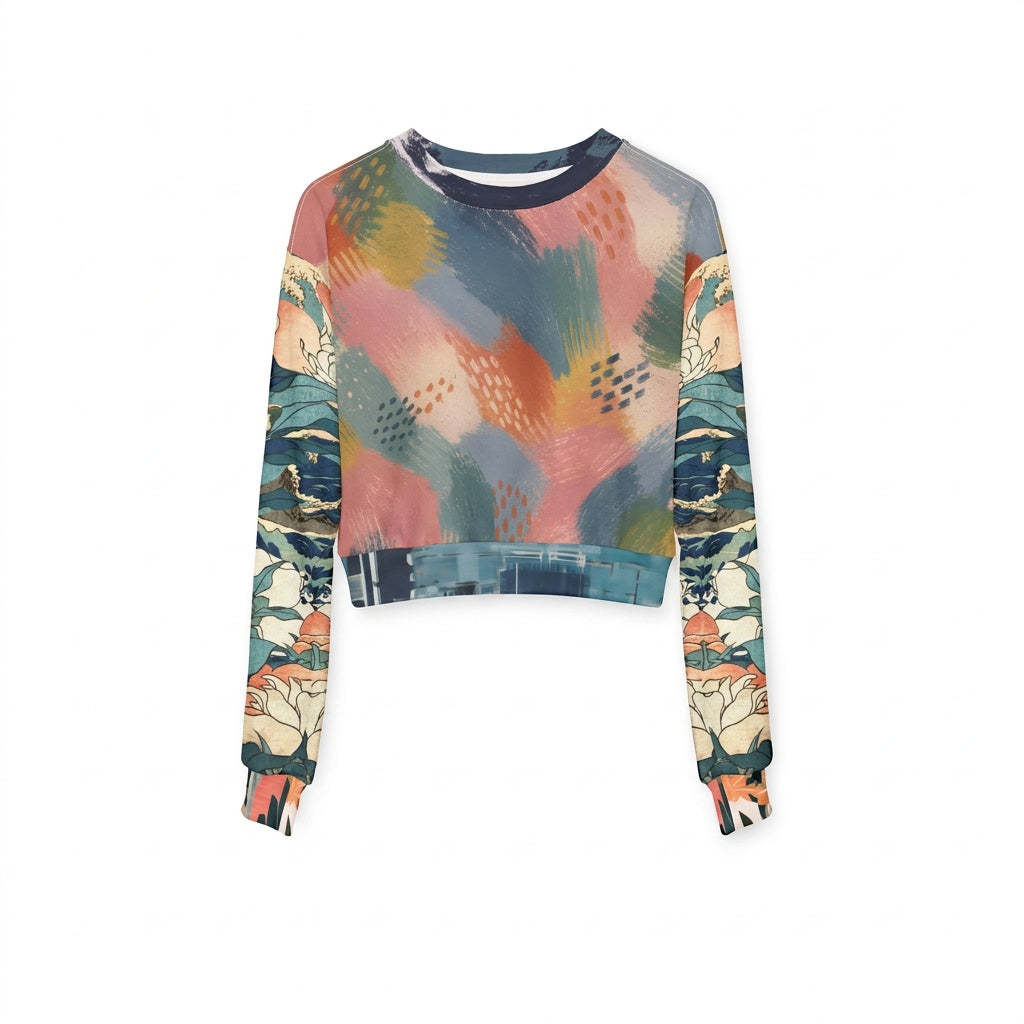 Painted Daybreak Abstract Stripe Cropped Sweatshirt (Gold Label)