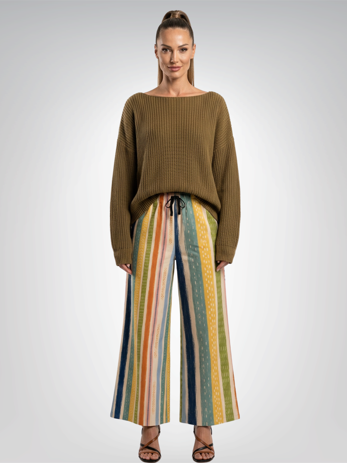 Painted Daybreak Abstract Stripe Eco-Poly Wide Leg Pants