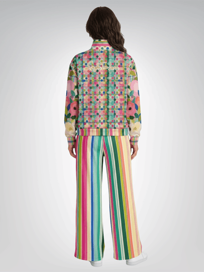 Paris in Full Bloom and Dots Heavyweight Oversized Quarter Zip Sweatshirt