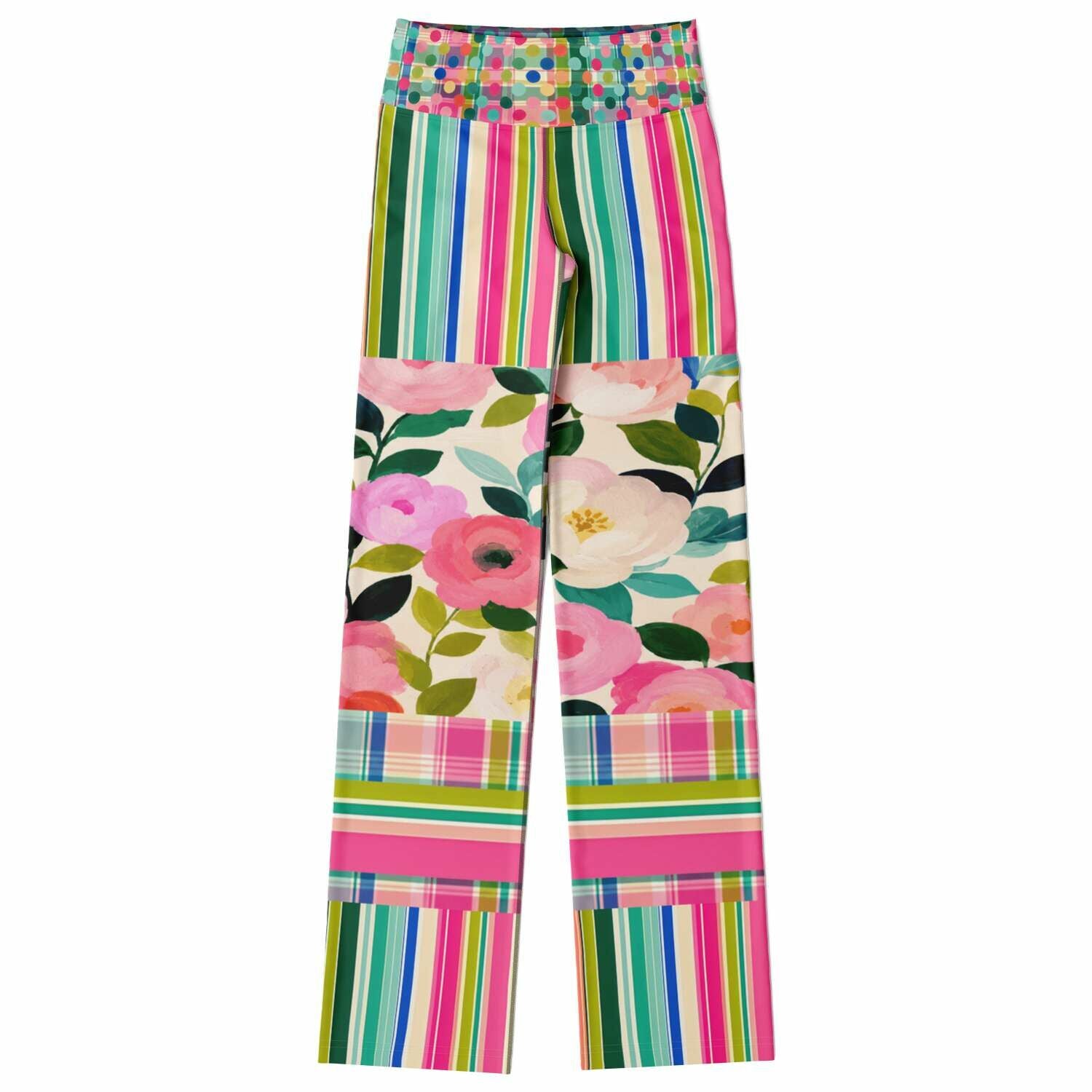 Paris in Full Bloom Striped Flare Leggings