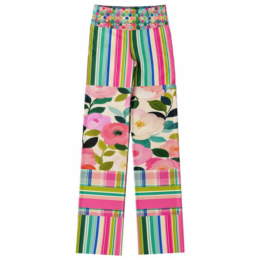 Paris in Full Bloom Striped Flare Leggings