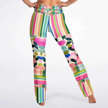 Paris in Full Bloom Striped Flare Leggings