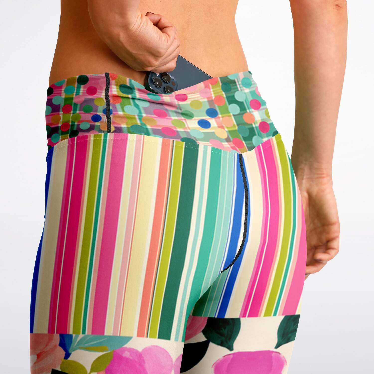 Paris in Full Bloom Striped Flare Leggings