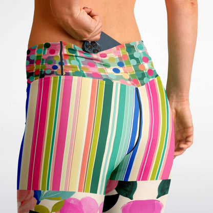 Paris in Full Bloom Striped Flare Leggings