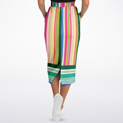 Paris in Full Bloom Striped Eco-Poly Long Pocket Skirt