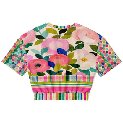 Paris in Full Bloom Eco-Poly Short Sleeve Cropped Pullover