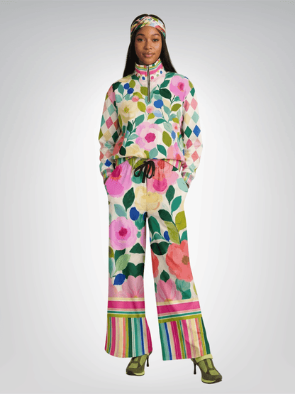 Paris in Full Bloom &amp; Harlequin Heavyweight Oversized Quarter Zip Sweatshirt