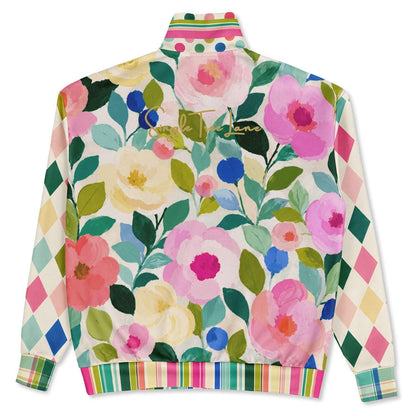 Paris in Full Bloom &amp; Harlequin Heavyweight Oversized Quarter Zip Sweatshirt