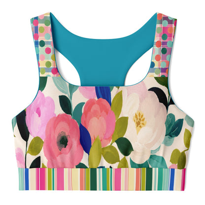 Paris in Full Bloom Padded Sports Bra