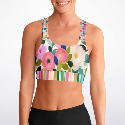 Paris in Full Bloom Padded Sports Bra