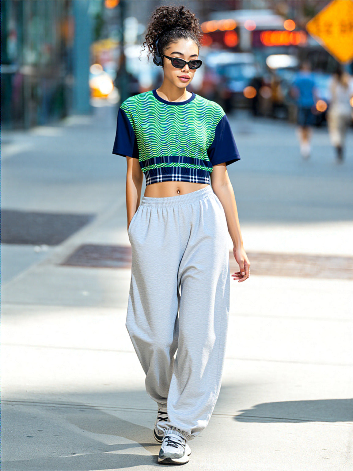 Path is Never Straight in Green Eco-Poly Short Sleeve Cropped Pullover