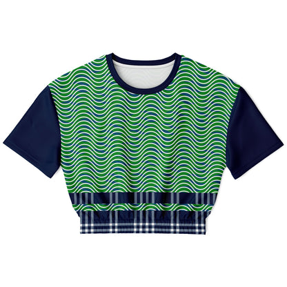 Path is Never Straight in Green Eco-Poly Short Sleeve Cropped Pullover