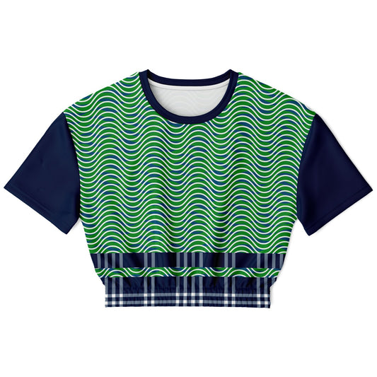 Path is Never Straight in Green Eco-Poly Short Sleeve Cropped Pullover