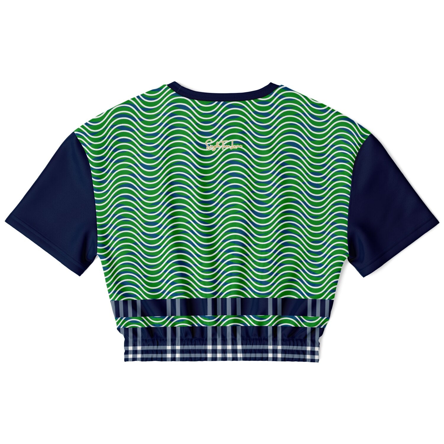 Path is Never Straight in Green Eco-Poly Short Sleeve Cropped Pullover