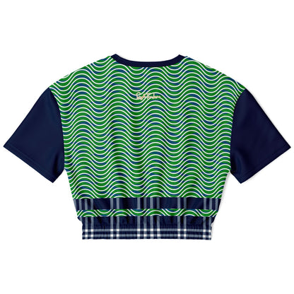 Path is Never Straight in Green Eco-Poly Short Sleeve Cropped Pullover