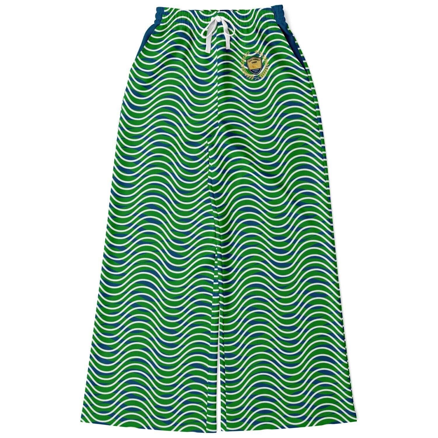 Path is Never Straight in Green Stripe Eco-Poly Wide Leg Pants