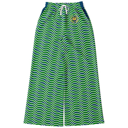 Path is Never Straight in Green Stripe Eco-Poly Wide Leg Pants