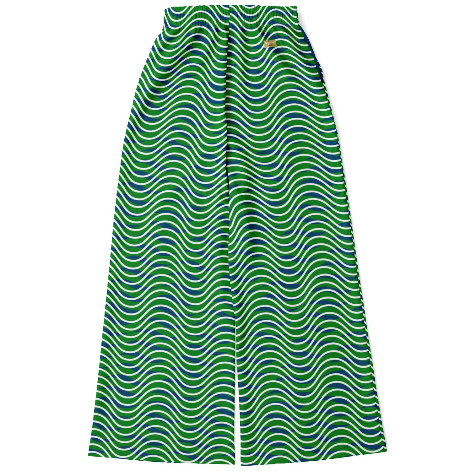 Path is Never Straight in Green Stripe Eco-Poly Wide Leg Pants