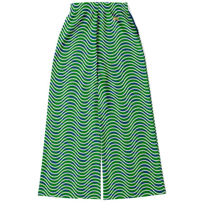 Path is Never Straight in Green Stripe Eco-Poly Wide Leg Pants