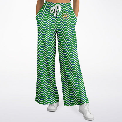 Path is Never Straight in Green Stripe Eco-Poly Wide Leg Pants