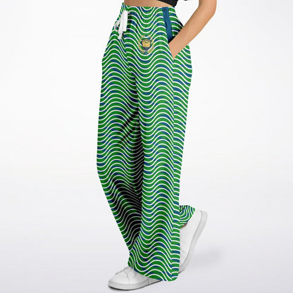 Path is Never Straight in Green Stripe Eco-Poly Wide Leg Pants