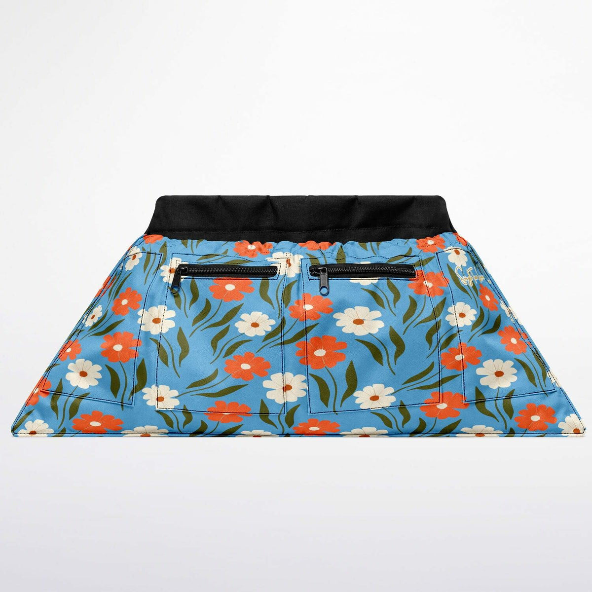 Peachy Petal Parade Floral in Blue Dream Garden Harvest Apron Bag