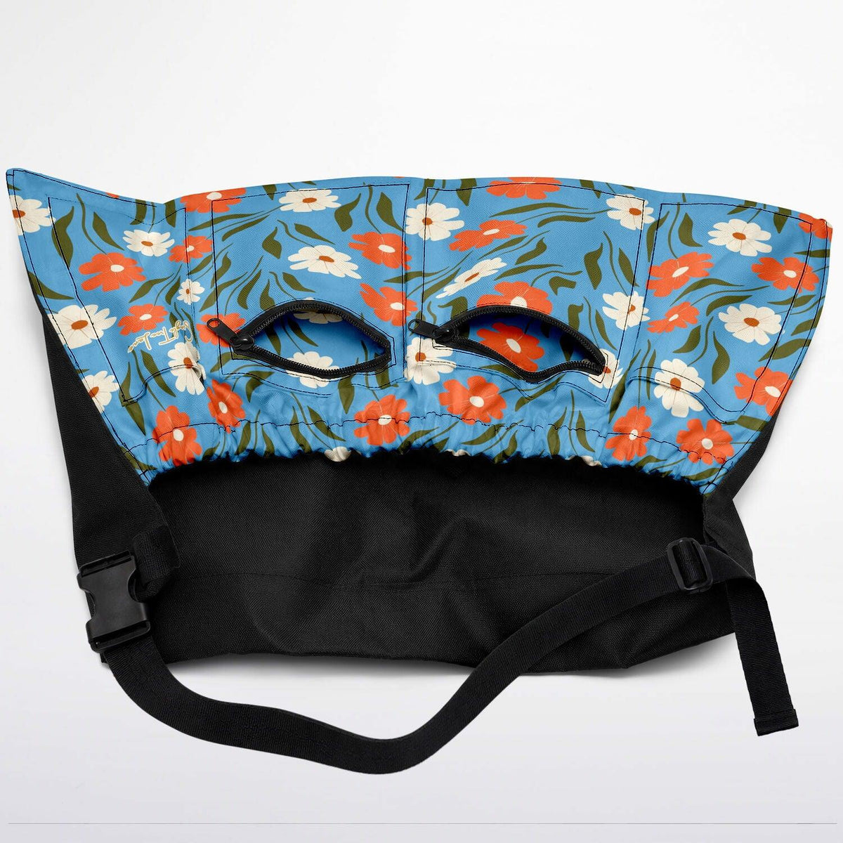Peachy Petal Parade Floral in Blue Dream Garden Harvest Apron Bag