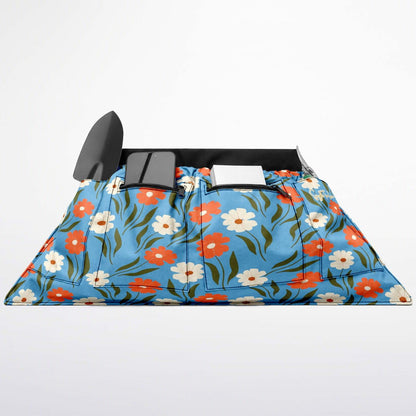Peachy Petal Parade Floral in Blue Dream Garden Harvest Apron Bag