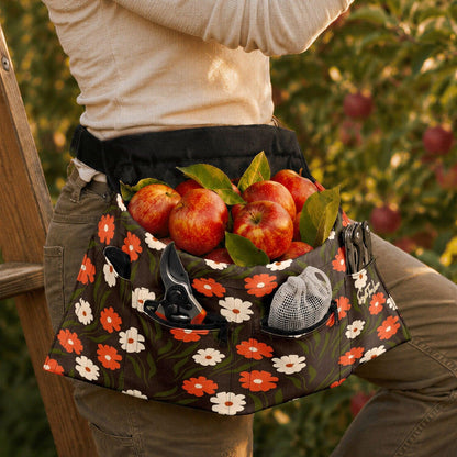Peachy Petal Parade Floral in Earthly Brown Garden Harvest Apron Bag
