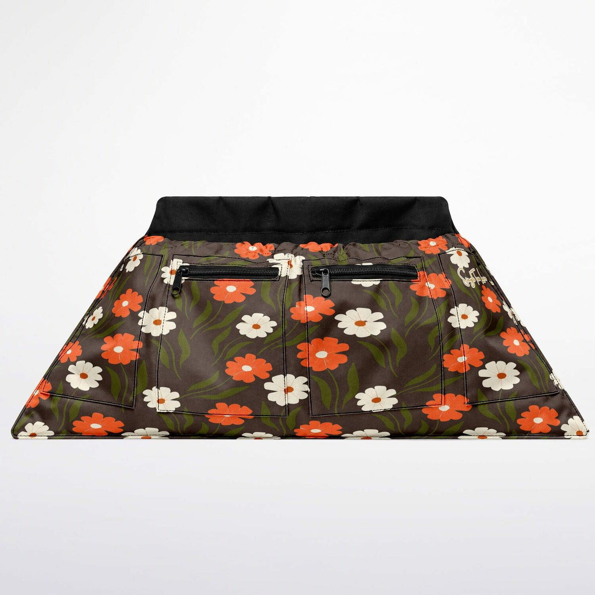 Peachy Petal Parade Floral in Earthly Brown Garden Harvest Apron Bag