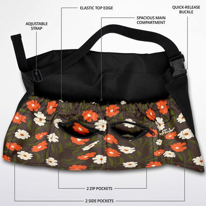 Peachy Petal Parade Floral in Earthly Brown Garden Harvest Apron Bag